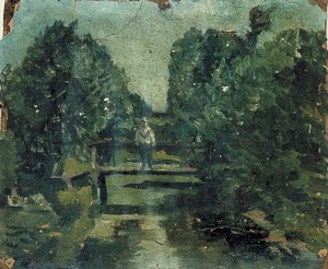 Figura su un ponte in una foresta da Theo van Doesburg
